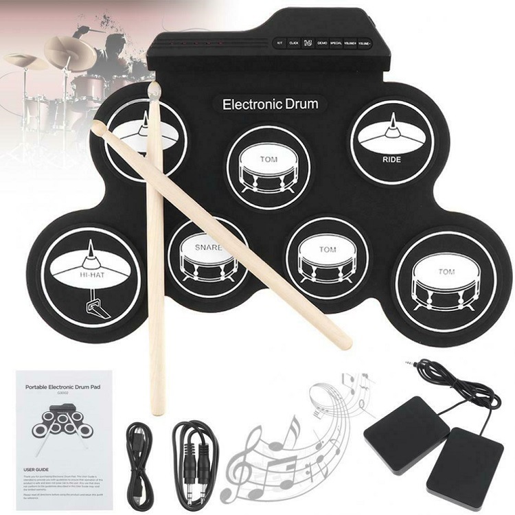 Musical Instrument Drum - 高品質シリコンドラムパッド 電子ドラムキット プロフェッショナル電子ドラムセット ロールアップ式電子ドラムセット 楽器