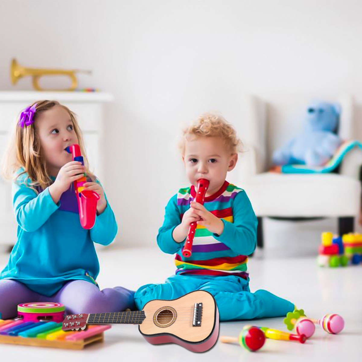 Musical Instrument I Play - 21 インチ子供用アコースティックフォークギターミニ木製初心者楽器軽量快適な演奏楽器子供用