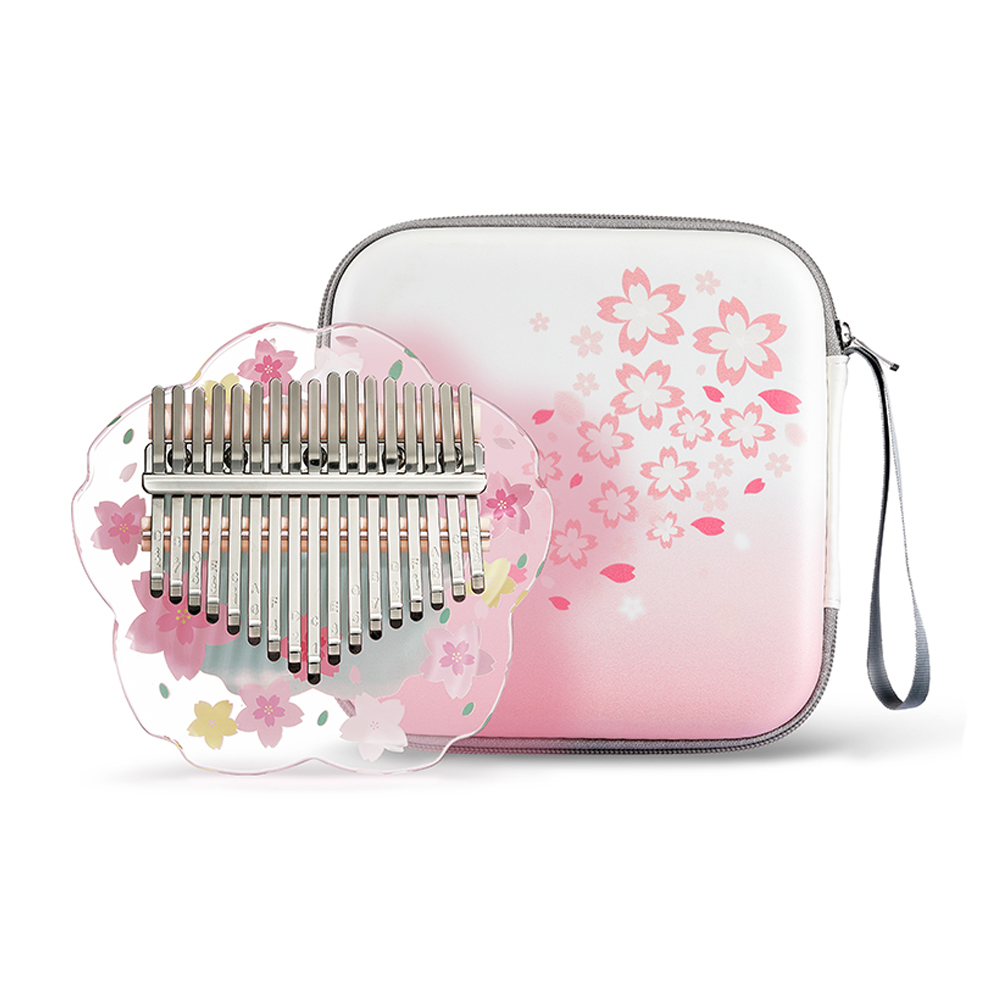 A Musical Instrument With Keys - Hlururu-ケースとフラットボードケース付きの透明なカリンバ、サムピアノ、17鍵、アクリル楽器、mbira、21鍵