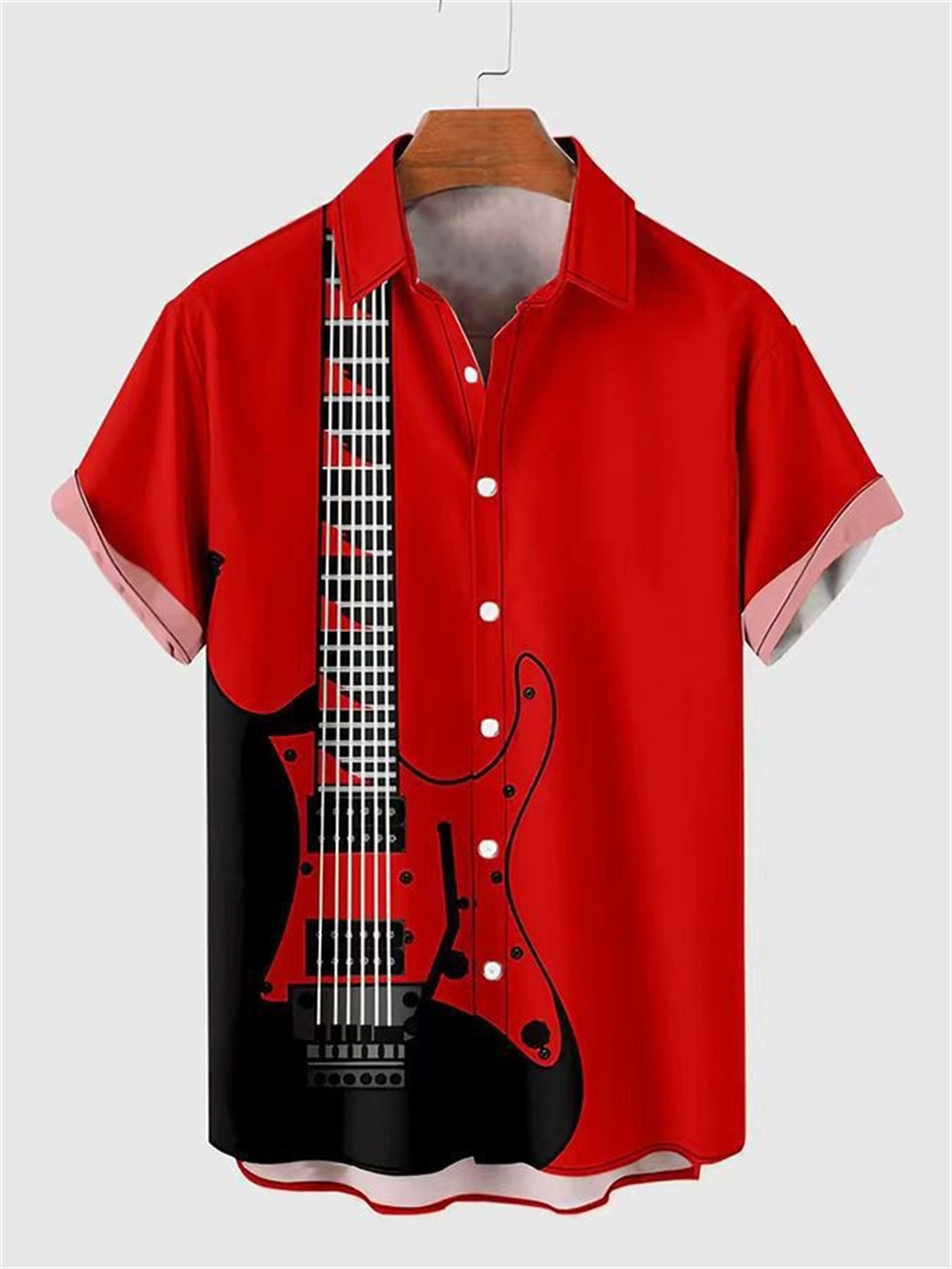 Musical Instrument Hawaii - 夏の国境を越えた新しい3D楽器プリントハワイシリーズ半袖メンズルーズホリデービーチシャツ