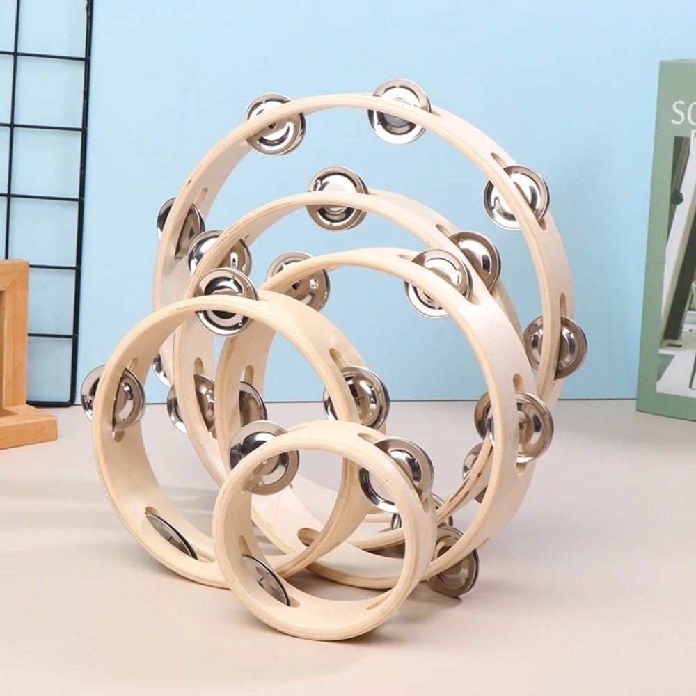 Musical Instrument For Babies - 新しい4/6/7/8/10インチハンドドラム木製リングオルフ楽器子供用楽器シングルロウ木製タンバリン教育用