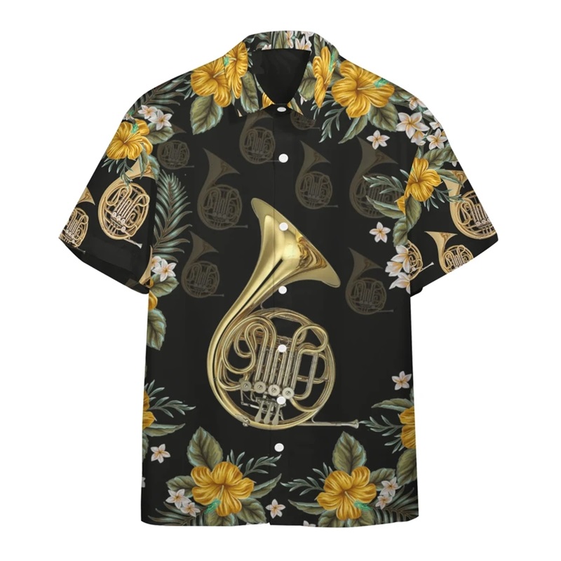 Musical Instrument Hawaii - メンズビーチシャツ,3Dプリント,半袖,デザイナー,ハワイイシャツ,特大Tシャツ
