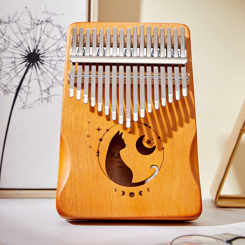 A Musical Instrument With Keys - 17 キーカリンバグラデーションカラーデザイン親指ピアノマホガニー木製ボディ楽器学習本チューニングハンマー