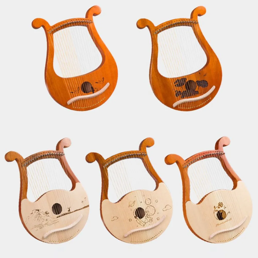 Musical Instrument Harp - 高品質 19 弦リラハープマホガニー楽器スペア弦付きチューニングレンチギリシャ古典楽器
