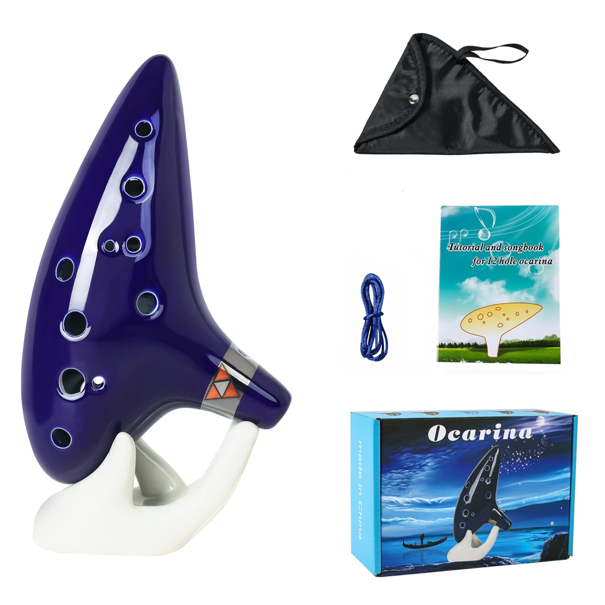 新しい12音アルトCセラミックオカリナ、青色の楽器、歌本、ネ - Musical Instrument Book のレビューと価格