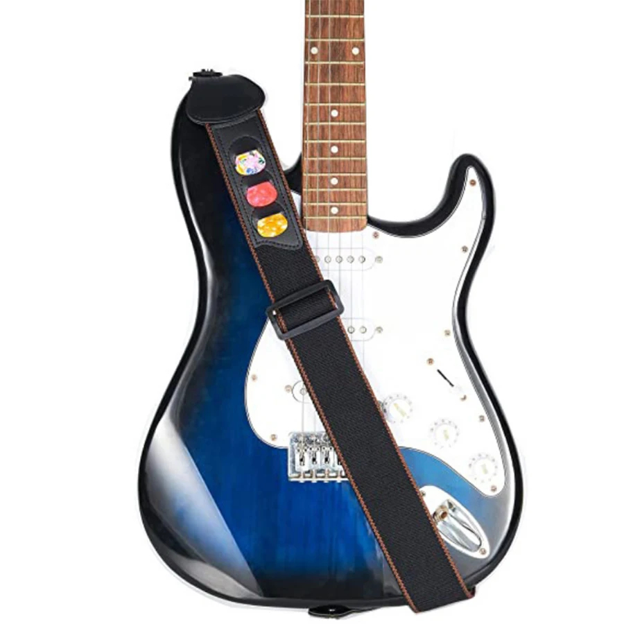 7 ピース/セットギターストラップ黒 PU レザー + 綿ウ - Musical Instrument Art のレビューと価格