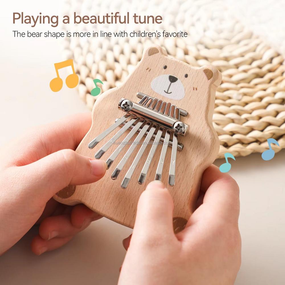 8 キーミニカリンバポータブル親指ピアノ漫画クマ指楽器ベビー - A Musical Instrument With Keys のレビューと価格