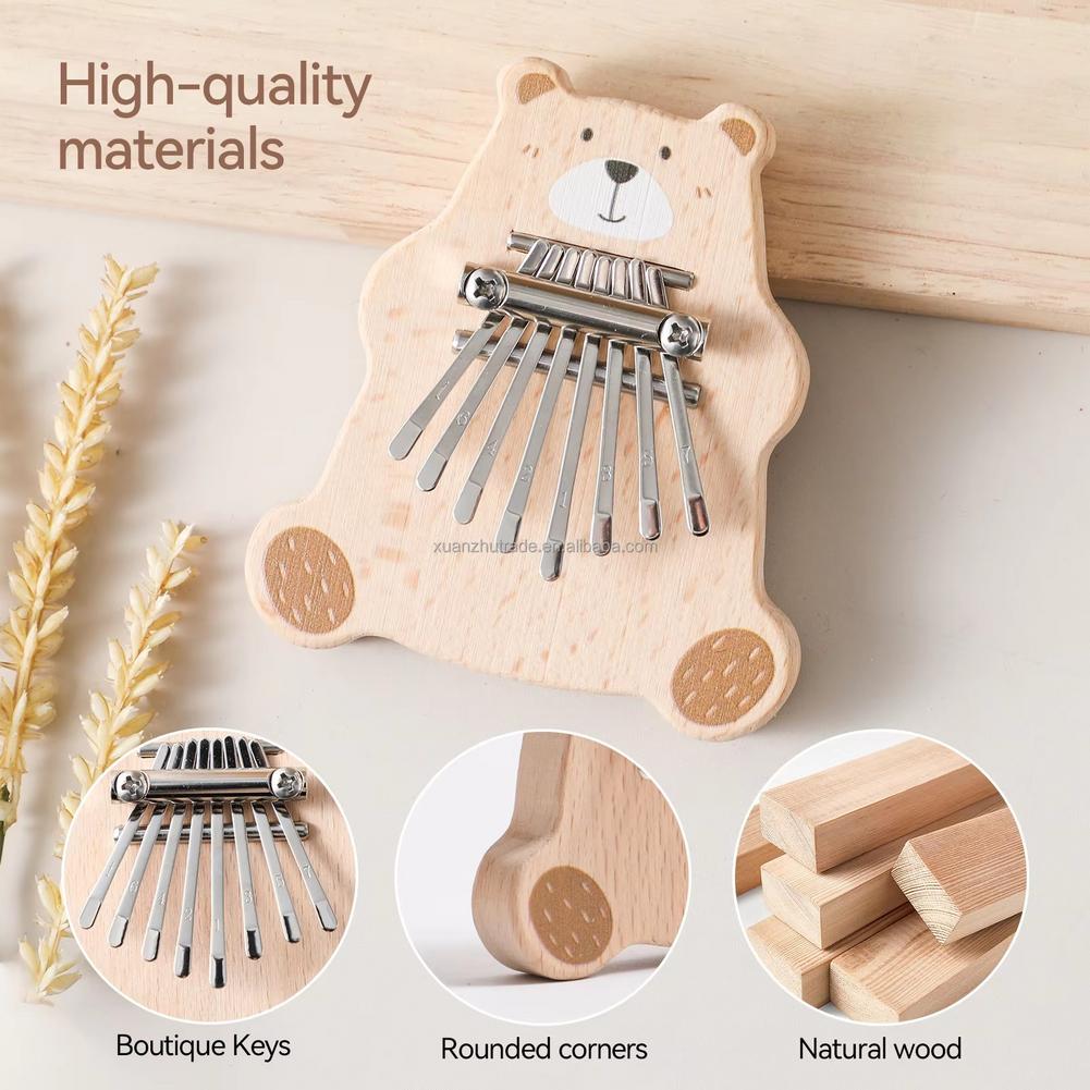 8 キーミニカリンバポータブル親指ピアノ漫画クマ指楽器ベビー - A Musical Instrument With Keys のレビューと価格