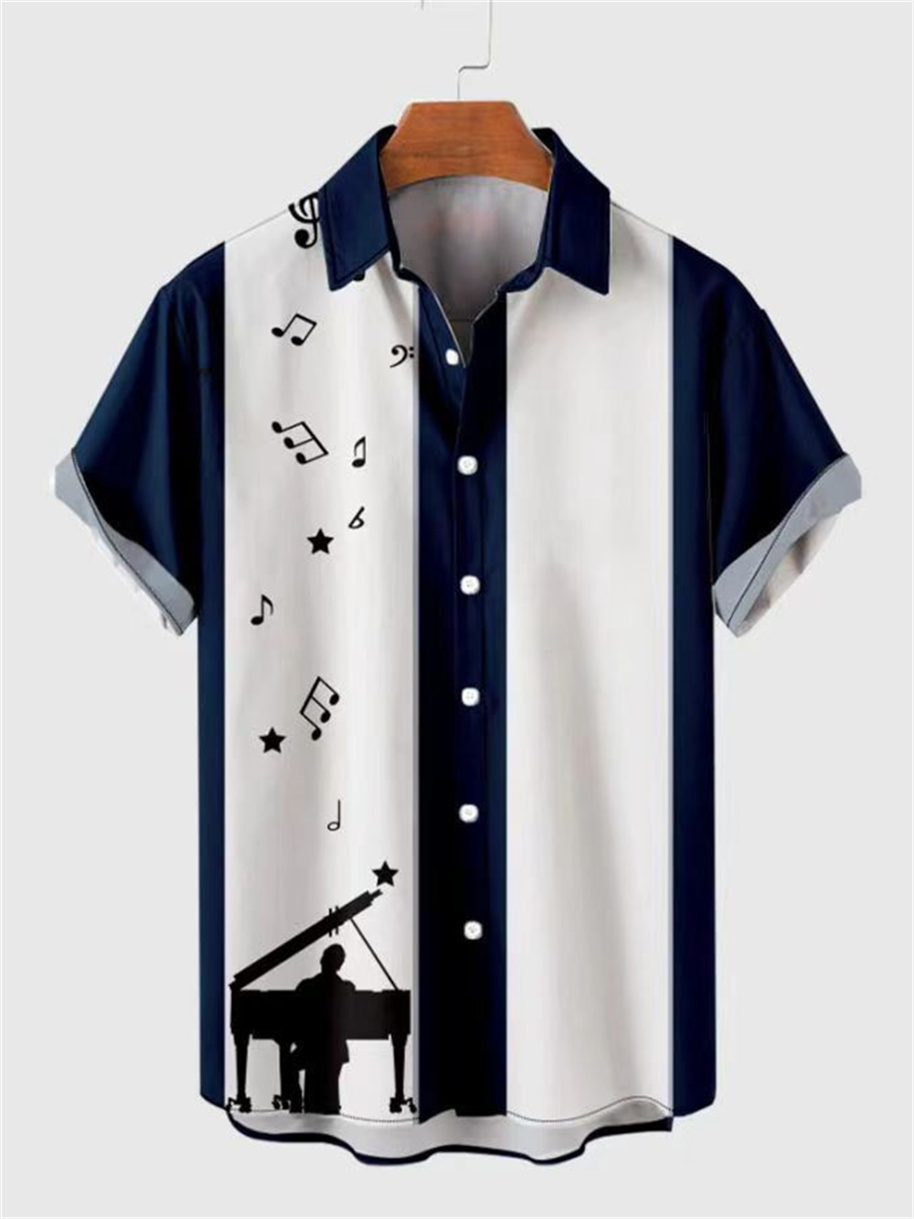 夏の国境を越えた新しい3D楽器プリントハワイシリーズ半袖メン - Musical Instrument Hawaii のレビューと価格