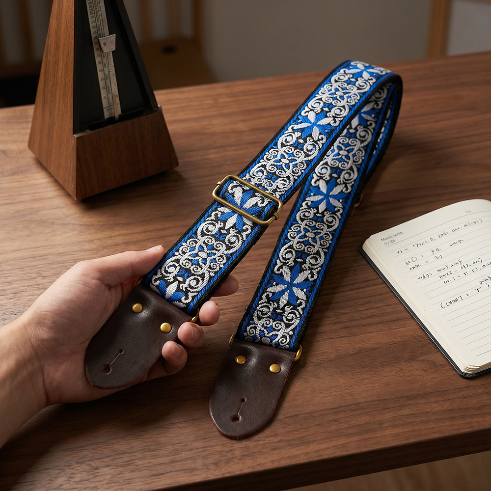 刺繍プリントギターストラップ ヴィンテージエスニックスタイル - Musical Instrument Art のレビューと価格