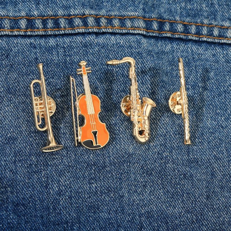 1個のオーケストラ風バッジ、ユーモラスな楽器エナメルピン、ト - Musical Instrument In Orchestra のレビューと価格