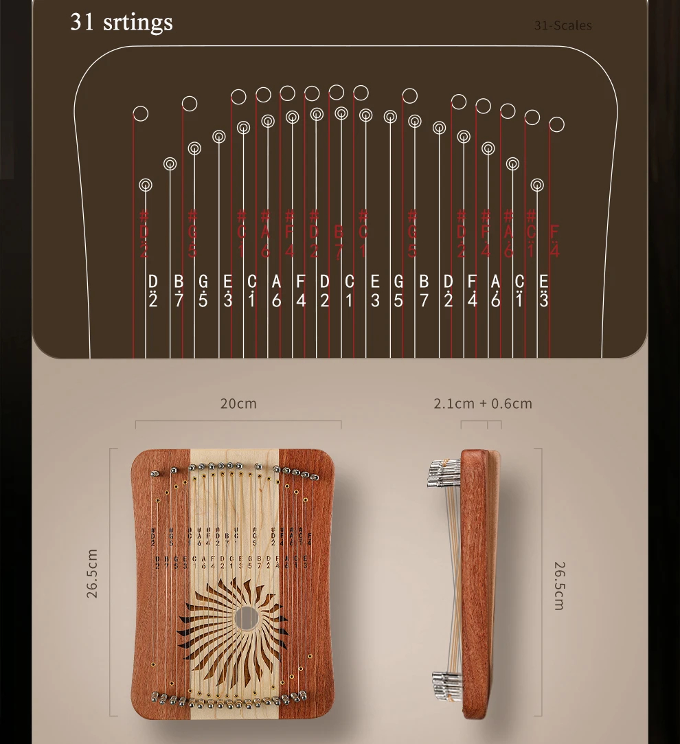 Hluru リラ 31弦 サムカリレ 17弦 フィンガーハー - Musical Instrument Harp のレビューと価格