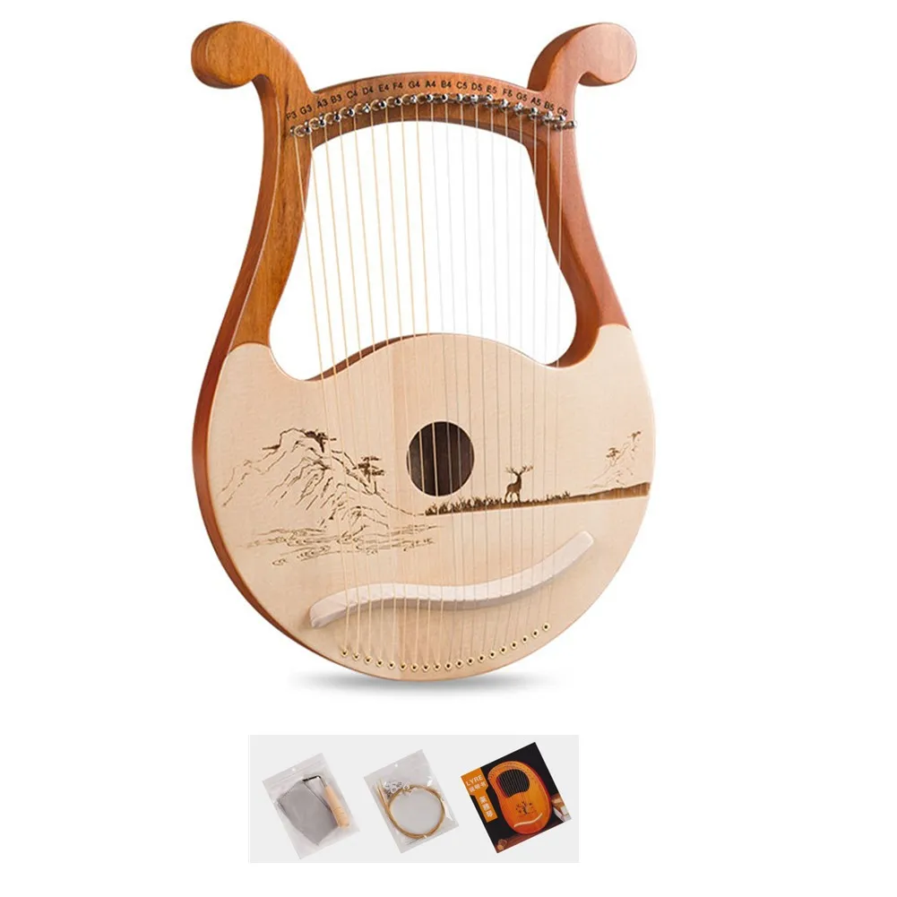 高品質 19 弦リラハープマホガニー楽器スペア弦付きチューニ - Musical Instrument Harp のレビューと価格